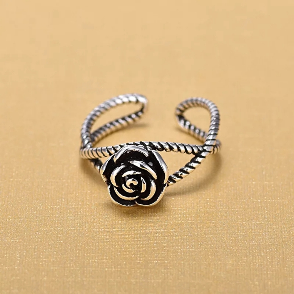 NEW S925 Rose Flower Adjustable Ring - Picture 2 of 6